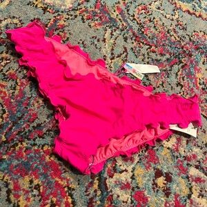 Vibrant Pink Ruffled Bikini Bottom